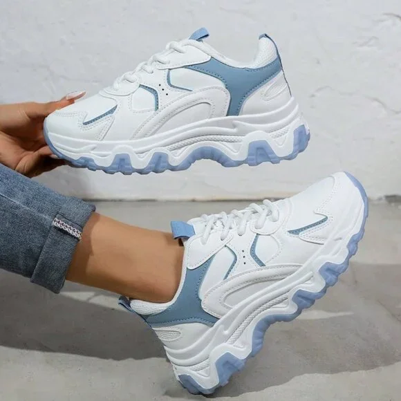 2025 New Style! Colorblocked Lace-Up Low-Top Sneakers, Lightweight And Versatile - Picture 4 of 6